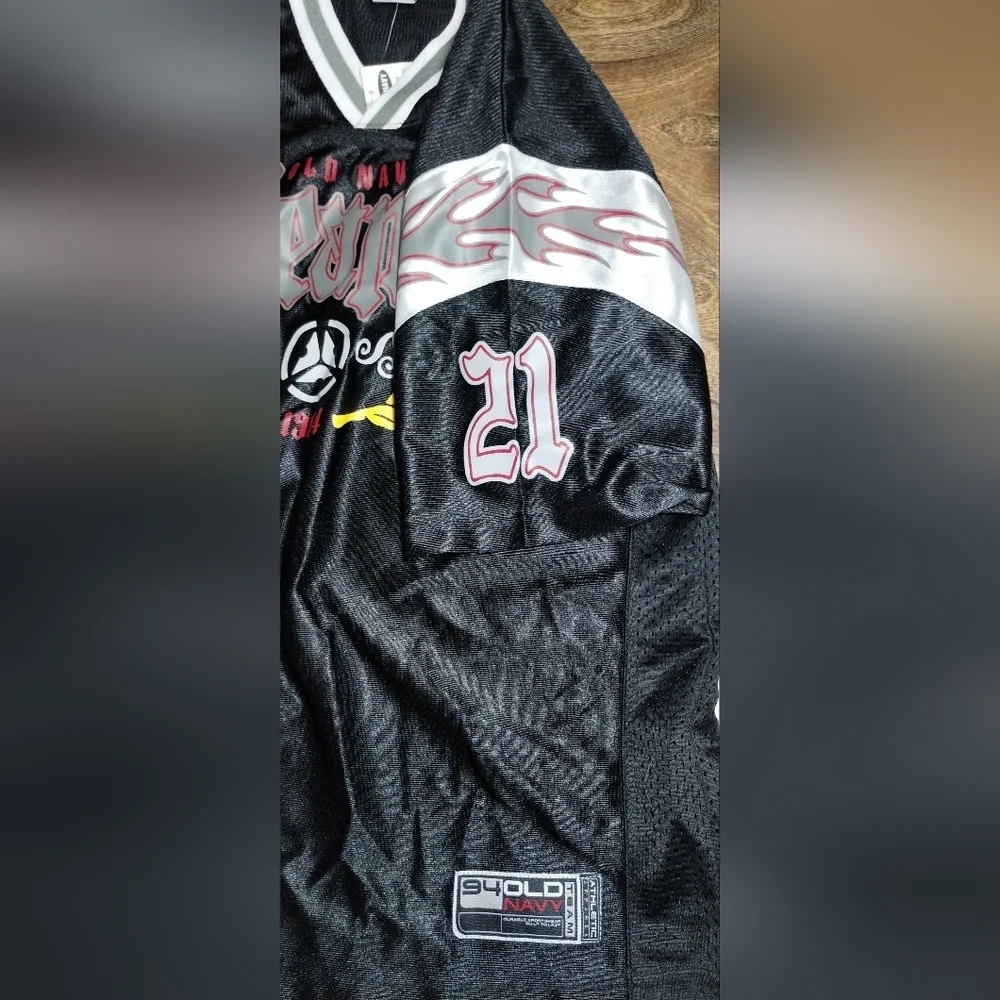 Old Navy Black and Gray Team Jersey
